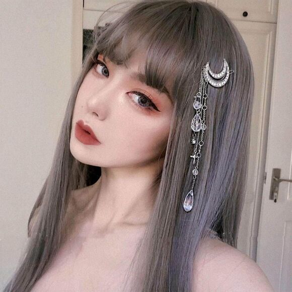 Wicked Silk Eclipse Crescent Half Moon Dangling Charm Hair Clip - Picture 3 of 4